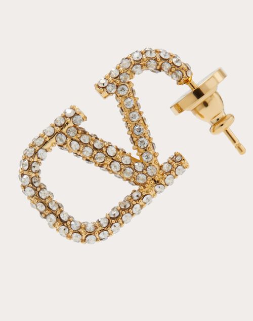 Valentino Garavani - Broche Vlogo Signature En Métal Et Cristaux - Or - Femme - Bijoux Et Montres