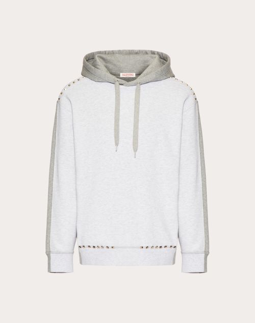 Valentino - Cotton Hooded Sweatshirt With Rockstud Untitled Studs - Grey - Man - Gifts For Him