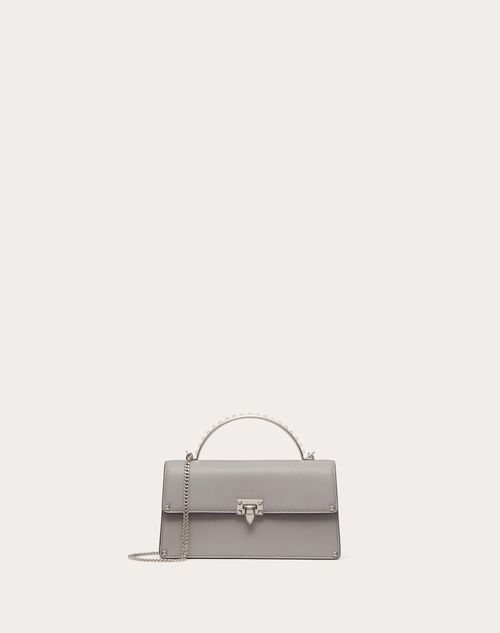 Mini Rockstud Calfskin Handbag for Woman in Grey Valentino SA