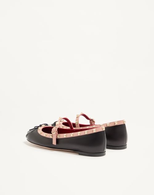 Valentino Garavani - Mary-jane Rockstud Ballerina In Nappa 05mm - Black - Woman - Ballerinas