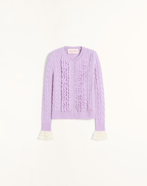 Valentino - Wool Cardigan - Soft Wisteria/ivory - Woman - Knitwear