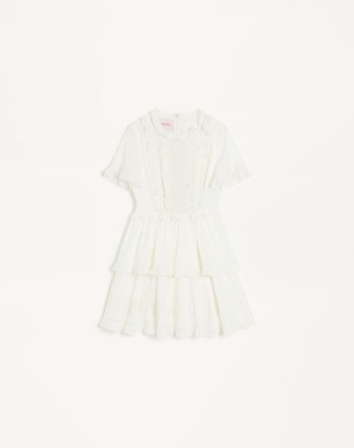Valentino - Short Embroidered Organza Dress - Gardenia - Woman - Dresses