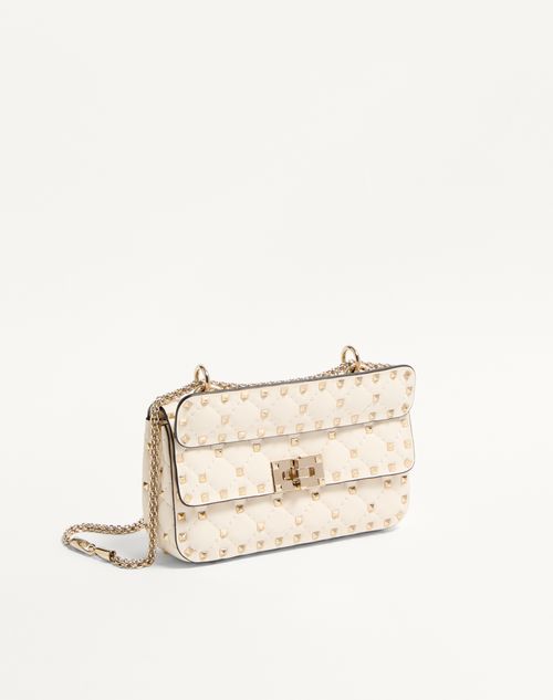 Valentino Garavani - Valentino Garavani Rockstud Spike Small Shoulder Bag In Nappa Leather - Light Ivory - Woman - Shoulder Bags