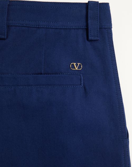 Valentino - Valentino Trousers In Cotton Gabardine - Cobalt - Man - Pants And Shorts