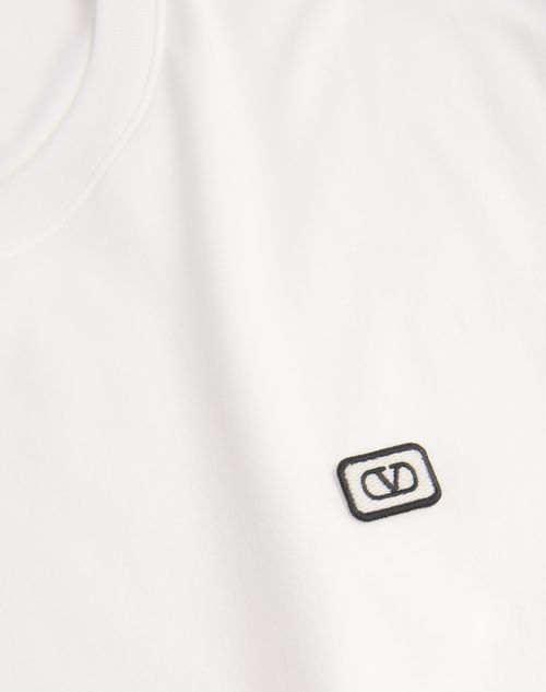 Valentino - T-shirt Aus Baumwolle Mit Vlogo Patch - Elfenbein - Mann - T-shirts Und Sweatshirts