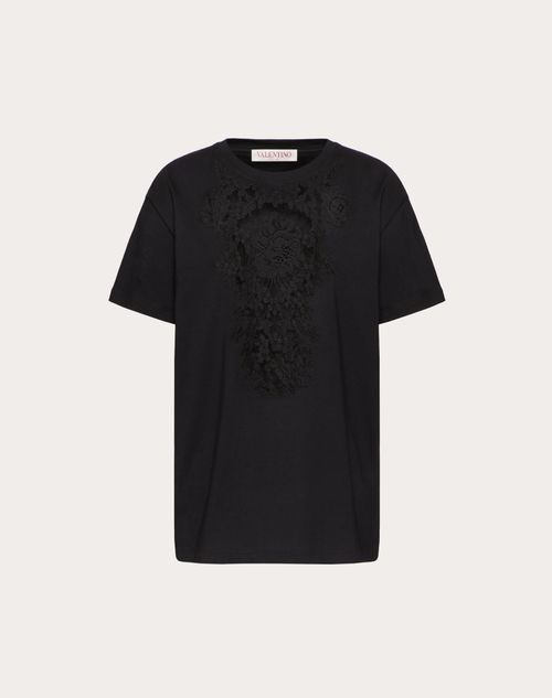Valentino - Embroidered Jersey T-shirt - Black - Woman - Shelve - Pap Tema 1