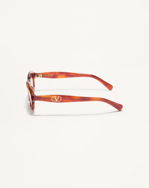 Valentino - Rectangular Acetate Eyewear - Havana/brown - Unisex - Eyewear