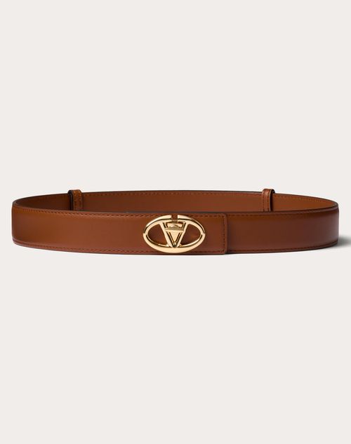 Valentino Garavani - The Bold Edition Vlogo Calfskin Belt 30 Mm - Tobacco - Woman - Belts