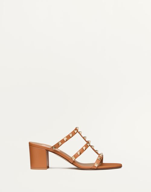 Valentino Garavani - Rockstud Calfskin Leather Slide Sandal 60 Mm - Almond - Woman - Shoes