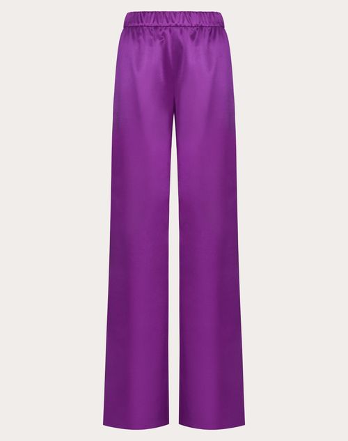 Valentino - Satin De Soie Pants - Violet - Woman - Pants And Shorts