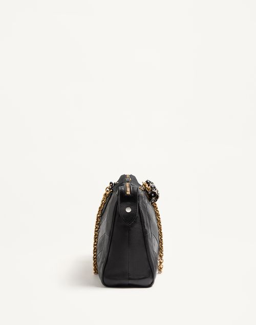 Valentino Garavani - Valentino Garavani Panthea Shoulder Bag In Nappa Leather With Chevron Pattern - Black - Woman - Shoulder Bags