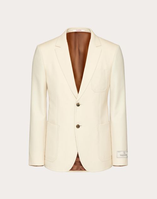 Valentino - Giacca Monopetto In Lana Con Etichetta Sartoriale Maison Valentino - Beige - Uomo - Cappotti E Blazer