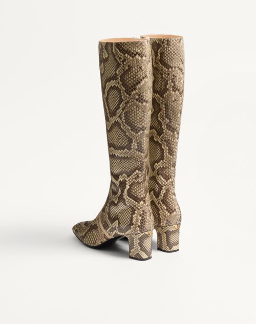 Valentino Garavani - Equivoque Python Boot 60mm - Cream/papyrus - Woman - Boots