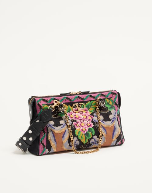 Valentino Garavani - Borsa Media A Spalla Valentino Garavani Panthea Ricamata - Nero/multicolor - Donna - Borse A Spalla
