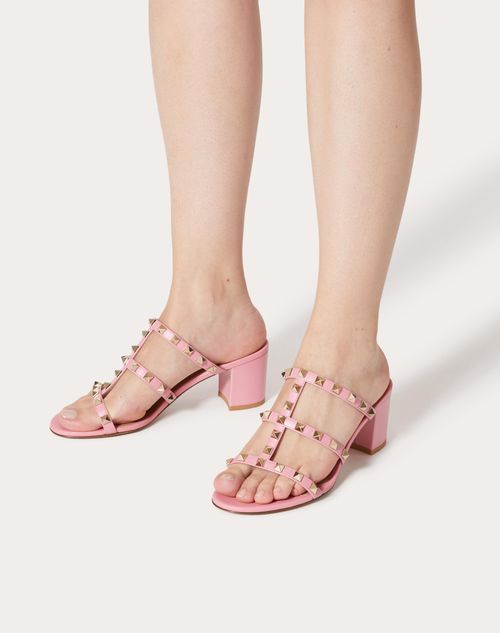 Rockstud Calfskin Leather Slide Sandal 60 Woman in Candy | Valentino US