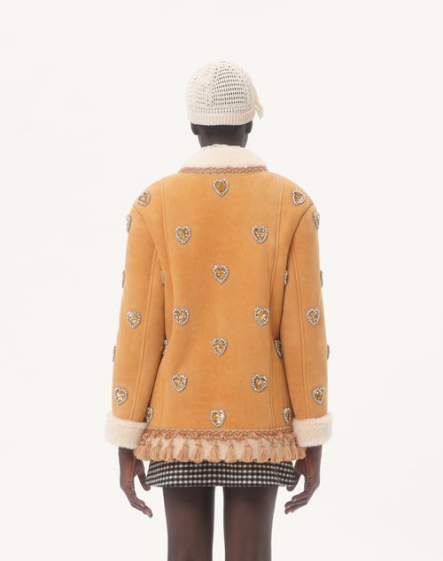 Valentino - Piel De Oveja Bordada - Beis - Mujer - Abrigos Y Chaquetas