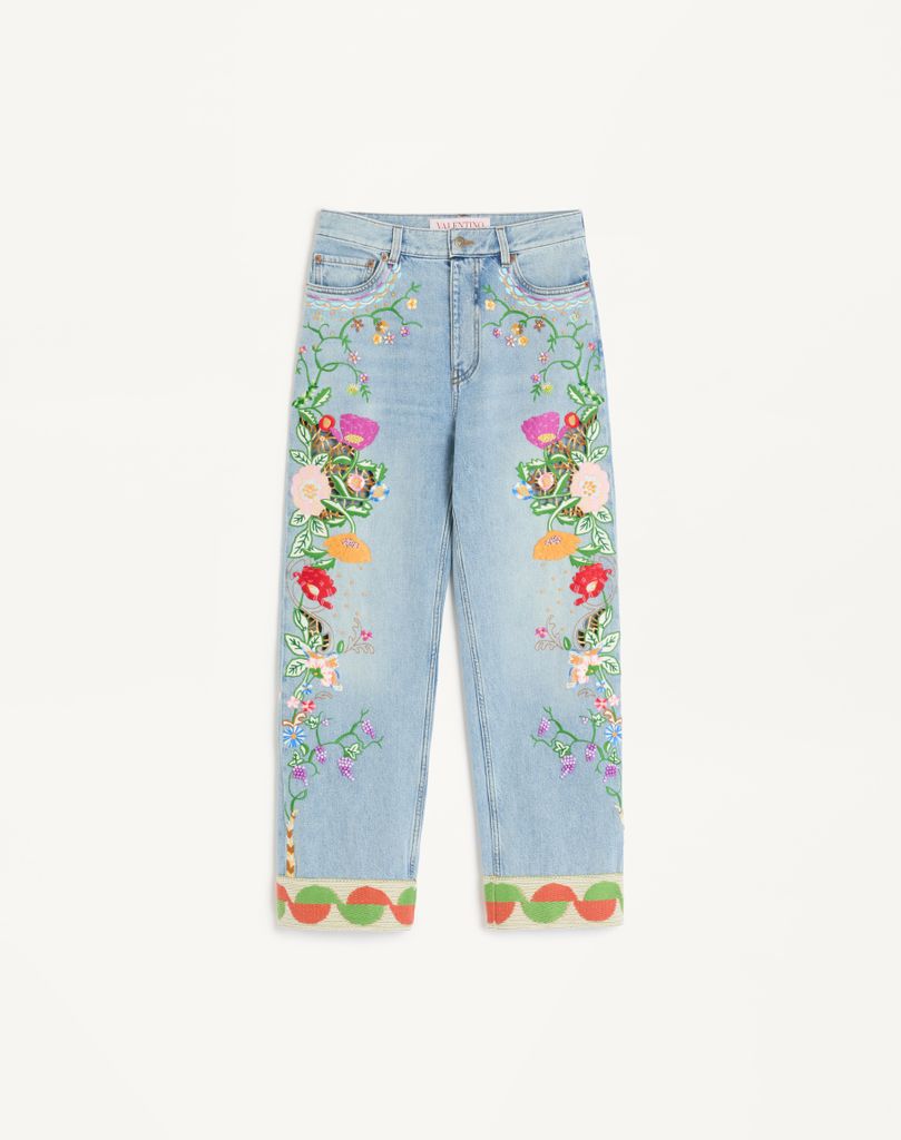 Embroidered Denim Trousers by Valentino