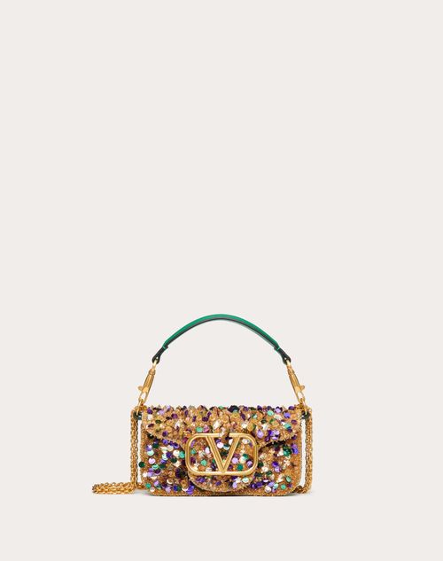 Small Locò Shoulder Bag With 3d Embroidery for Woman in Gold/multicolor ...