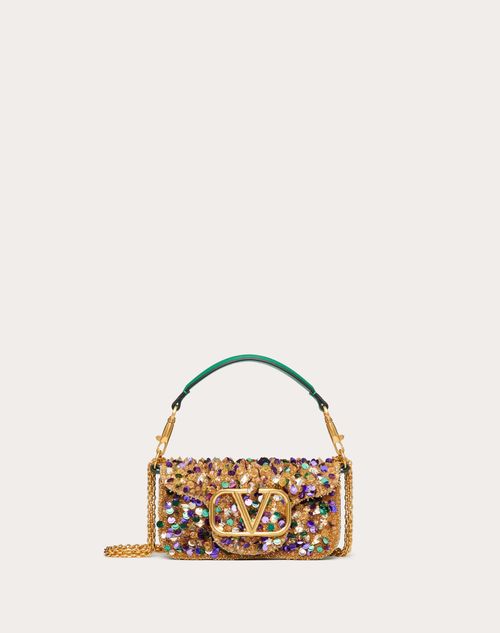 Loco Small Sequined Shoulder Bag in Pink - Valentino Garavani