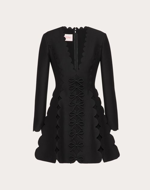 Valentino - Robe Courte Brodée En Crêpe Couture - Noir - Femme - Robes