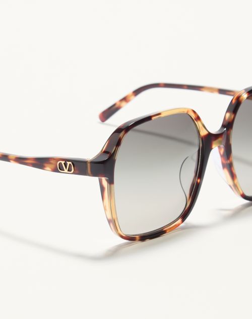 Valentino - レクタンギュラー アセテート アイウェア - ハバナ/グレー - ウィメンズ - アイウェア