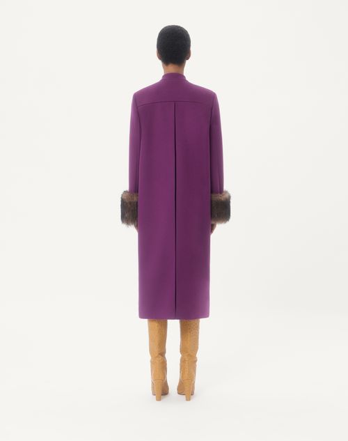 Valentino - Compact Drap Coat - Purple - Woman - Coats And Outerwear