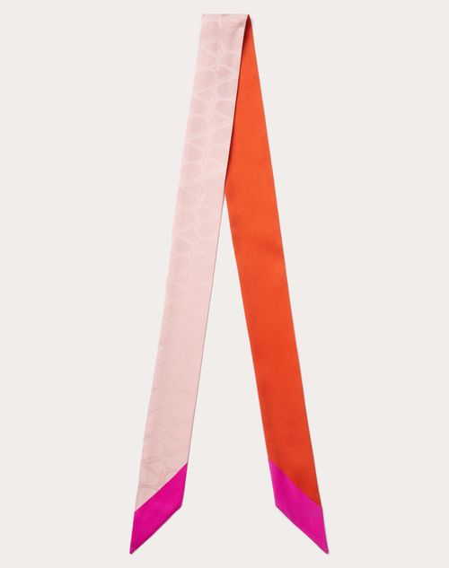 Valentino Garavani - Foulard Bandeau Toile Iconographe En Soie - Taffy/orange/pink Pp - Femme - Accessoires Textiles
