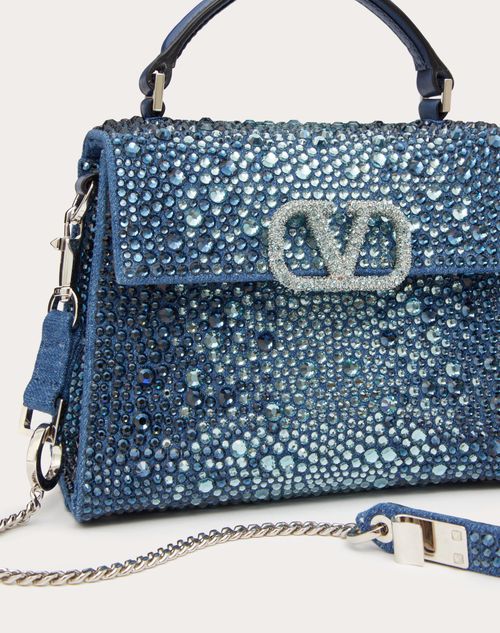 Valentino Garavani Mini VSling Sequin Embellished Woven Metallic Leather  Top Handle Bag