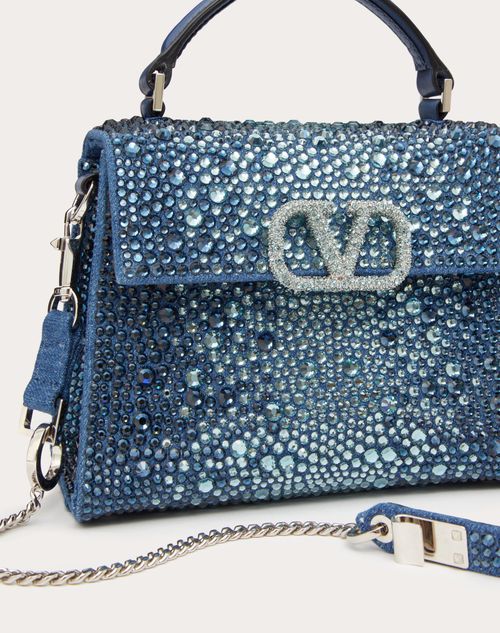 Valentino Vsling Mini Rhinestone Top-Handle Bag