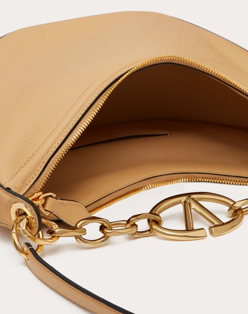 Italian Leather Orange Handbag With Gold Linked Chain