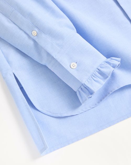Valentino - Cotton Shirt With Plastron And Ruffles - Sky Blue - Man - Man Ready To Wear Sale