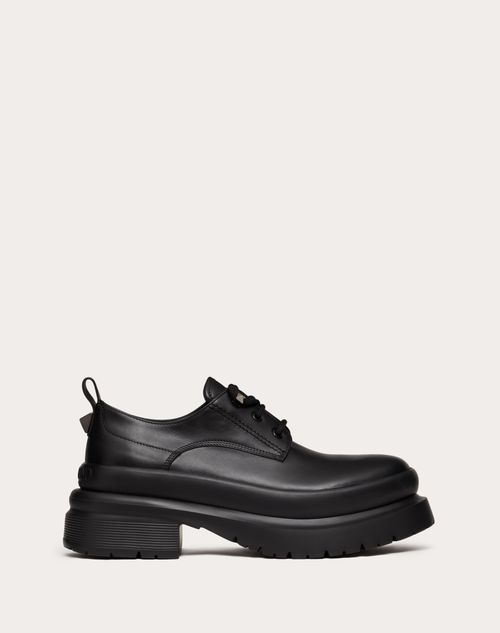 Valentino Garavani - Roman Stud Calfskin Derby - Black - Man - Fashion Formal - M Shoes