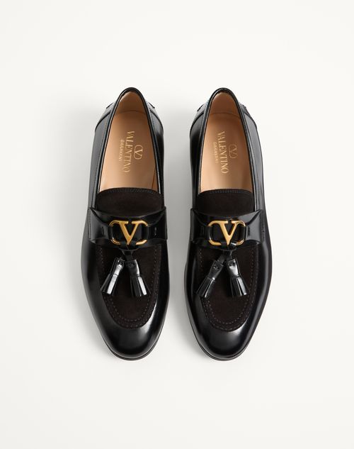 Valentino Garavani - Vaniteux Calfskin And Split Leather Loafer - Black - Man - Shoes