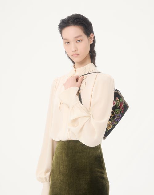 Valentino - Embroidered Crepe De Chine Top - Vanilla - Woman - Shirts & Tops