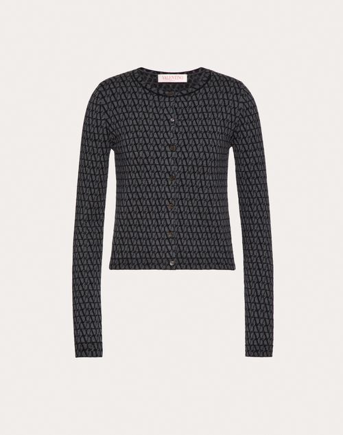Valentino - Toile Iconographe Jacquard Wool Cardigan - Dark Grey/black - Woman - Knitwear
