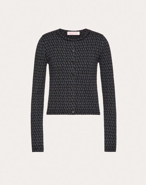 Valentino - Toile Iconographe Jacquard Wool Cardigan - Dark Grey/black - Woman - New Arrivals