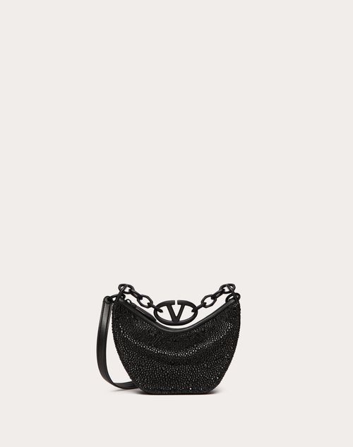 Valentino Garavani - Minibolso Hobo Vlogo Moon Con Estrás - Negro - Mujer - Bolsos De Hombro