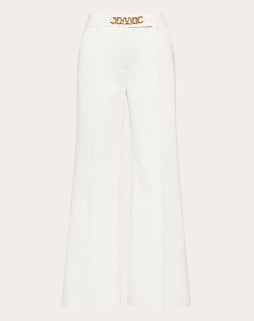 Valentino - Vlogo Chain Comfort Gabardine Pants - White - Woman - Pants And Shorts