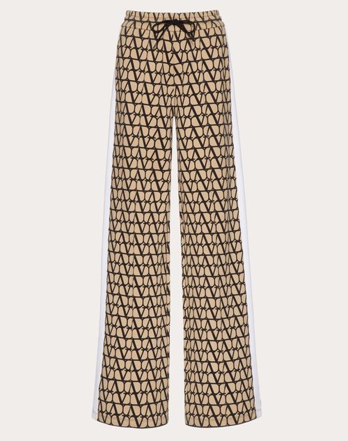 Valentino - Pantalon Toile Iconographe En Double Jersey - Beige/noir - Femme - All About Logo