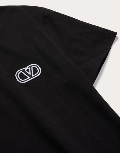 Cotton T-shirt With Vlogo Signature Patch for Man in White Cotton T-shirt With Vlogo Signature Patch for Man in White