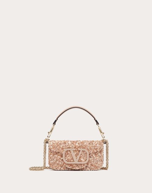 Locò Embroidered Small Shoulder Bag for Woman in Rose Mist | Valentino US