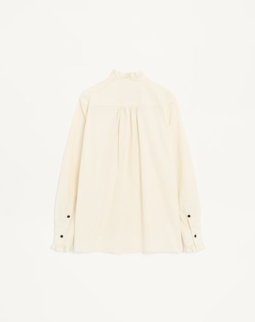 Valentino - Cotton Poplin Shirt With Plastron And Ruffles - Cream - Man - Shirts