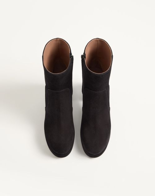 Valentino Garavani - Fawcette Platform Ankle Boot In Split Leather 90mm - Black - Woman - Boots And Ankle Boots