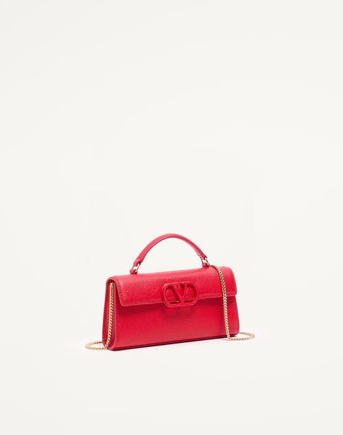 Valentino Garavani - Valentino Garavani Vsling Mini Handbag In Grainy Calfskin - Rouge Pur - Woman - Top Handle Bags