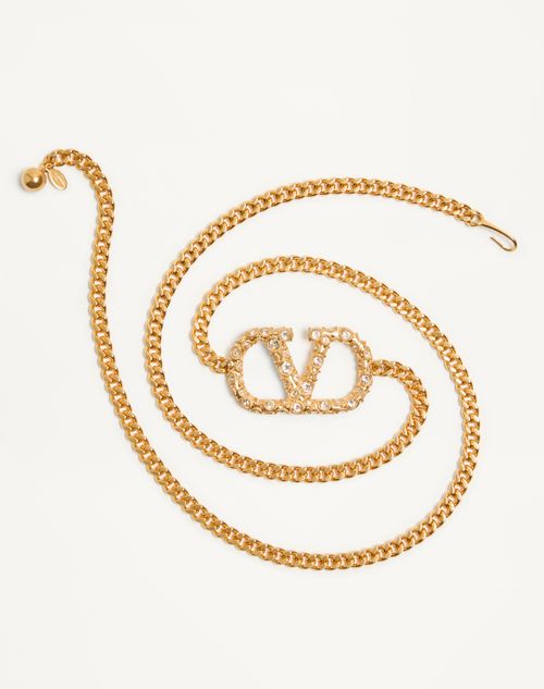 Valentino Garavani - Ceinture Chaîne Vlogo Signature Ornée De Cristaux - Antique Brass - Femme - Ceintures