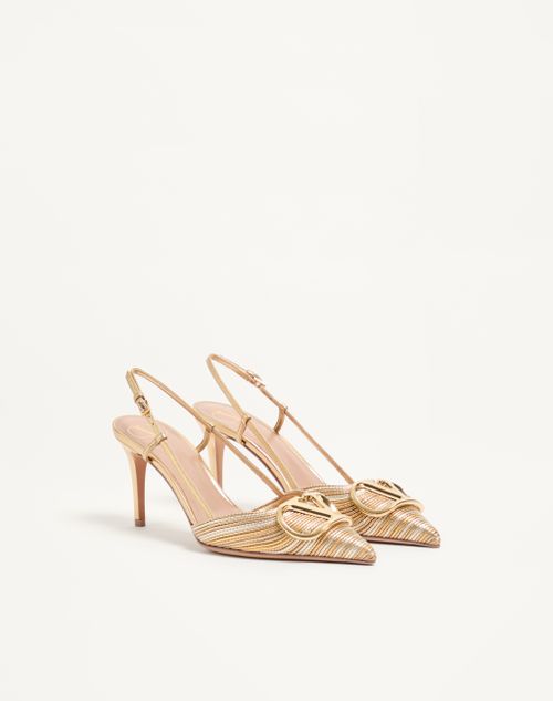 Valentino Garavani - Vlogo Signature Slingpumps In Metallic Mit Cornely-stickerei, 80 Mm - Gold - Frau - Pumps Und Slingbacks