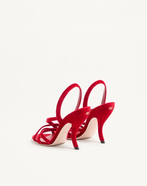 Valentino Garavani - Fetishique Velvet Sandal 105mm - Rosso Valentino - Woman - Sandals