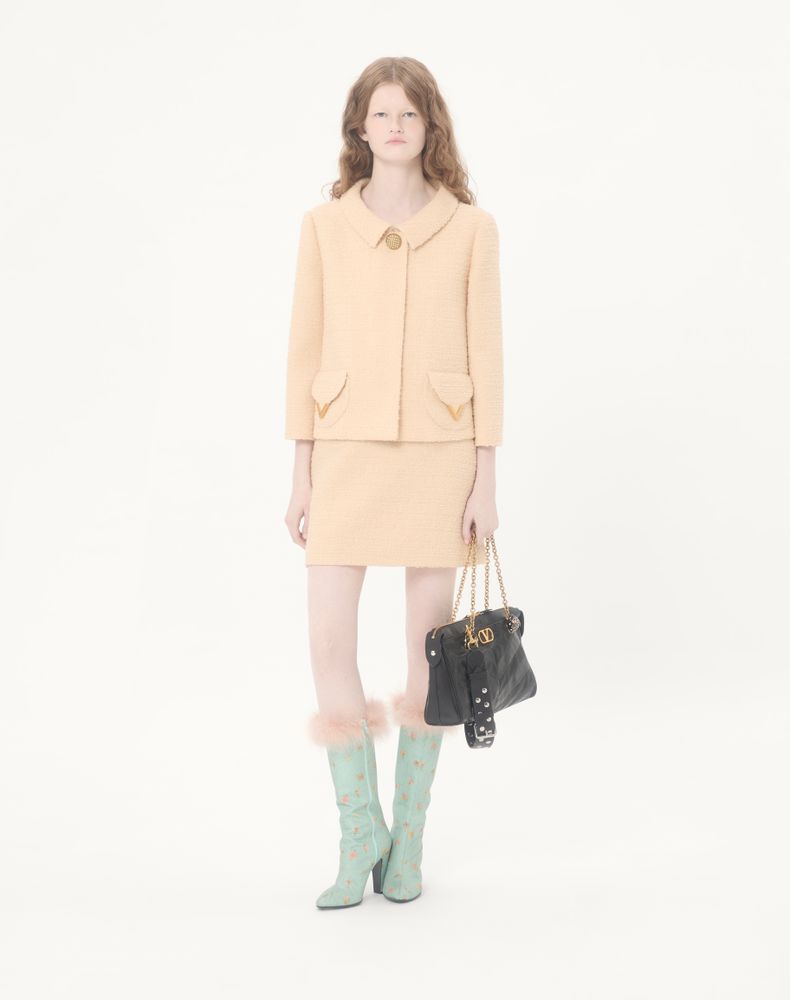 Valentino Curly Wool Jacket Woman Birch 38
