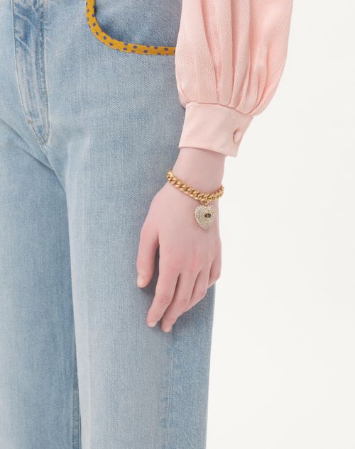 Valentino Garavani - Coeur Royal Bracelet In Metal, Enamel And Swarovski® Crystals - Gold/black/crystal - Woman - Jewellery