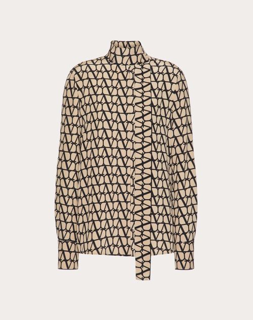 Valentino - Toile Iconographe Crepe De Chine Blouse - Beige/black - Woman - Winter Shop